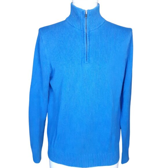 GAP SZ M Azure Blue 100% Cotton Quarter Zip Sweater - Picture 1 of 14